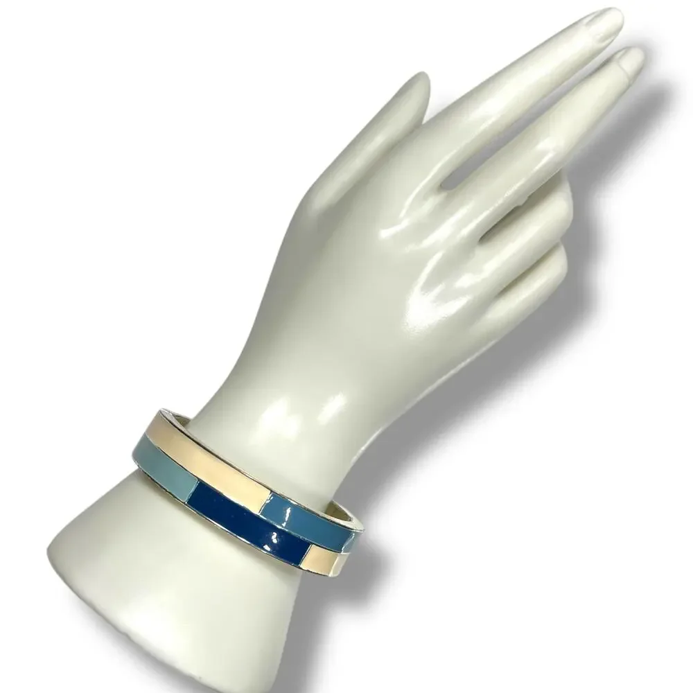 Womens Bangle Cuff Bracelet Fashion Jewelry Blue Cream Silver
